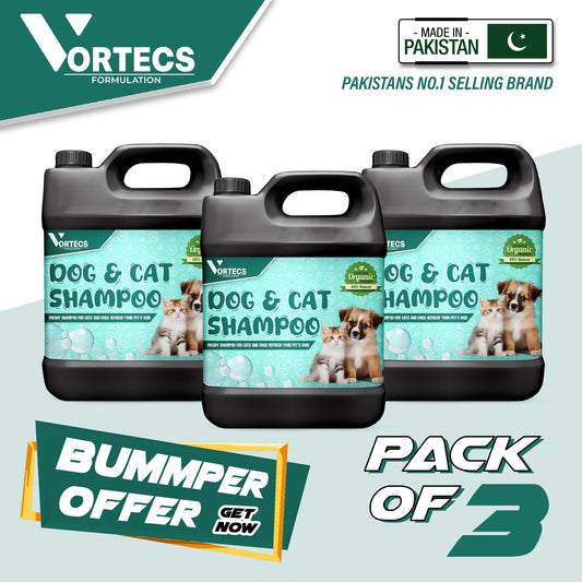 Pack Of 3 Organic Dogs, Cat and All Pets Shampoo - 4 litre
