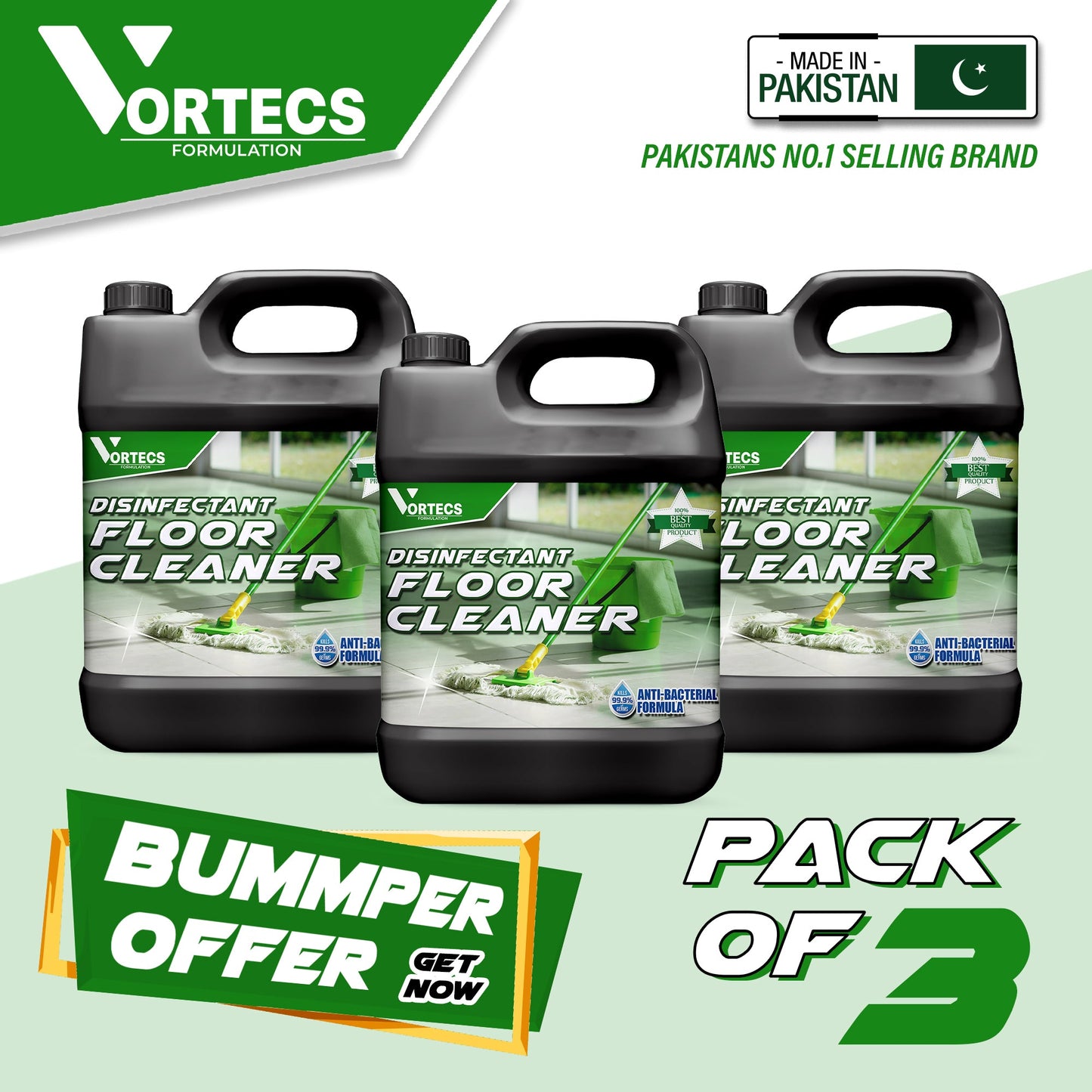 Pack Of 3 Disinfectant Floor & Multi Purpose Cleaner - 4 litre