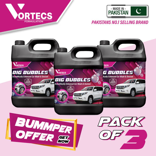 Pack Of 3 Big Bubble Enhanced car wash & Sealant - 4 litre