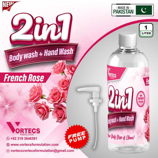 2 in 1 Body Wash + Hand Wash ( French Rose ) - 1 litre