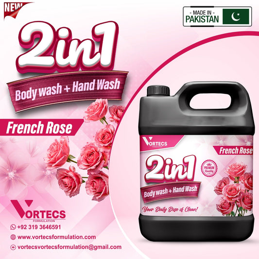 2 in 1 Body Wash + Hand Wash ( French Rose ) - 4 litre