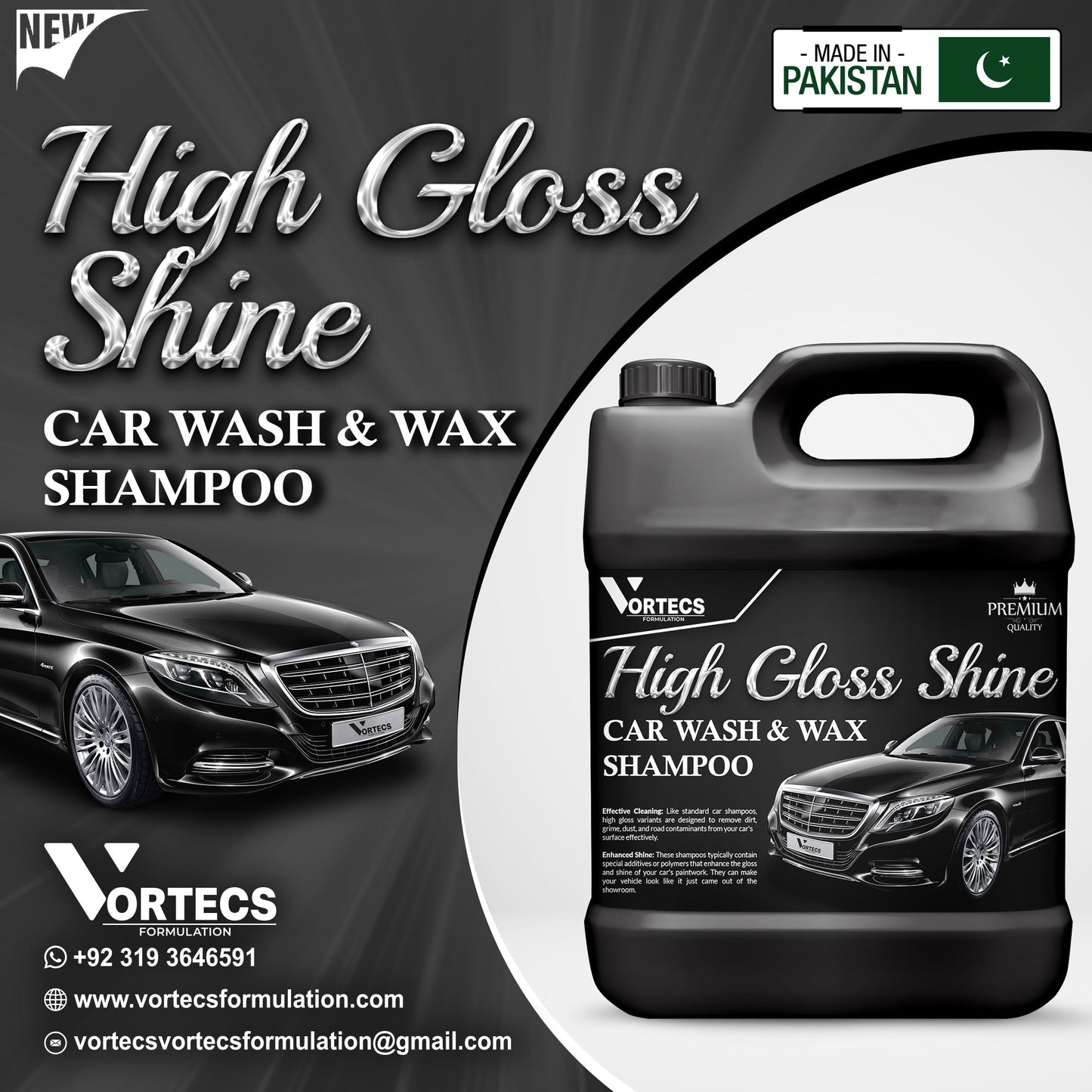 High Glossy Shine Car Wash shampoo & Wax Shampoo - 4 Litre