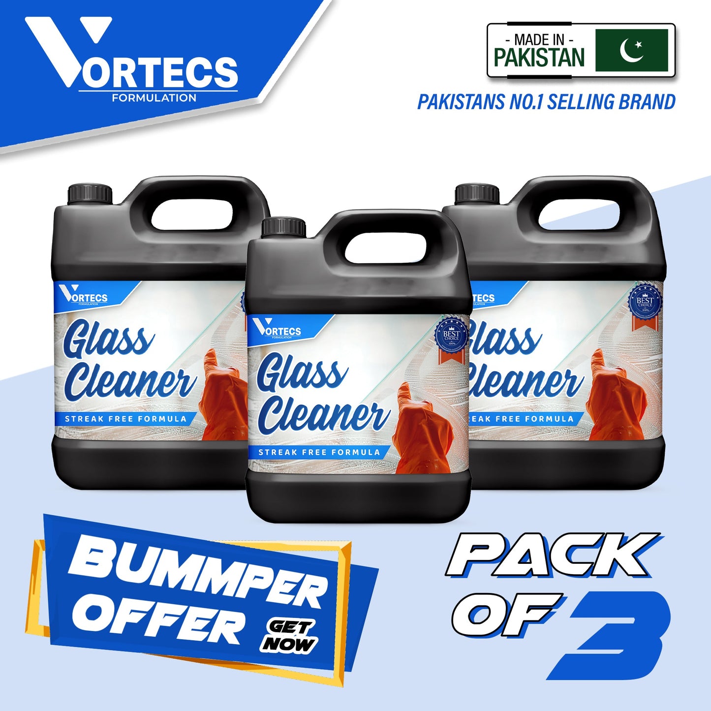 Pack Of 3 Glass Cleaner - 4 litre