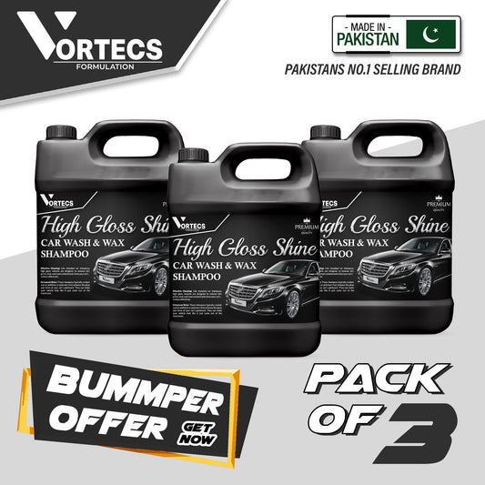 Pack Of 3 High Glossy Shine Car Wash shampoo & Wax Shampoo - 4 Litre