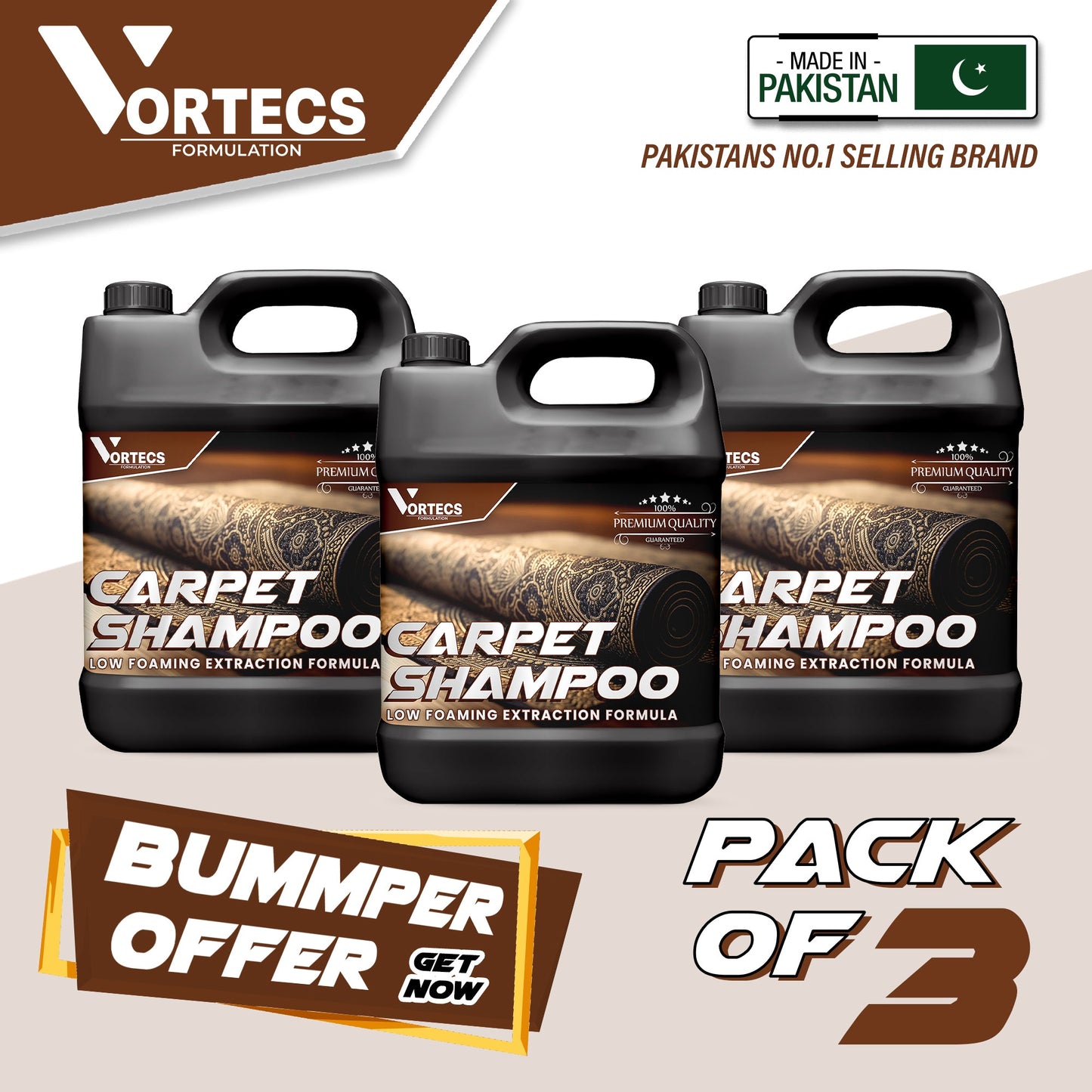 Pack Of 3 Carpet Cleaning shampoo - 4 litre