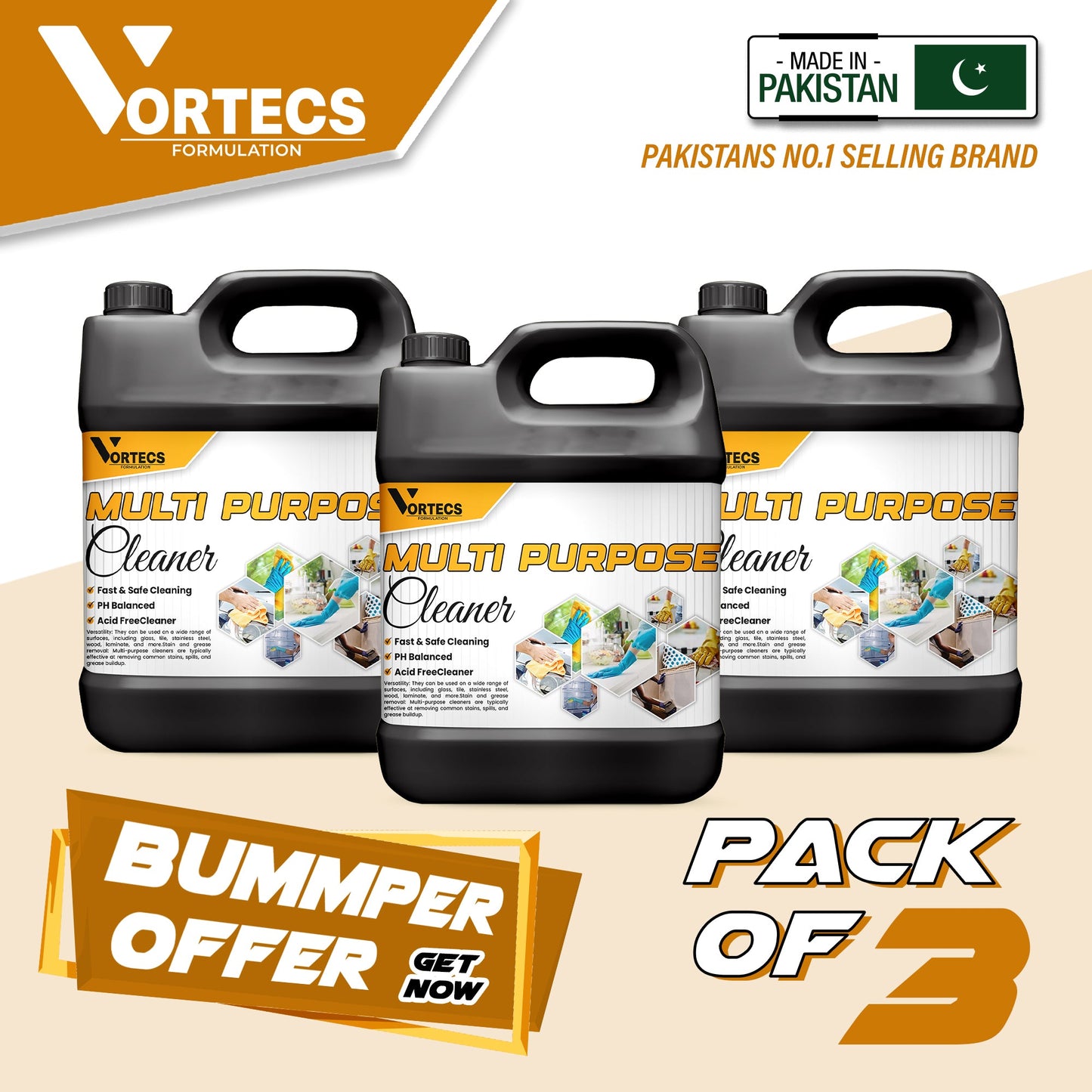Pack Of 3 Multi Purpose Cleaner - 4 litre