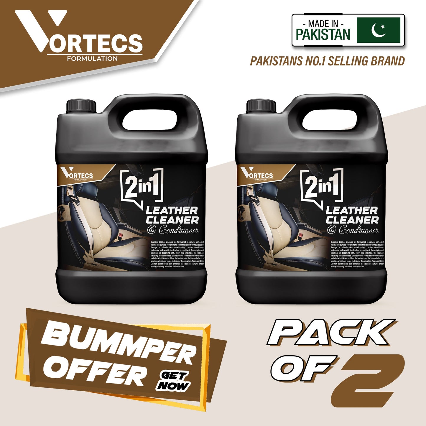 Pack Of 2 Leather Cleaner and Conditioner 2 in 1 - 4 litre