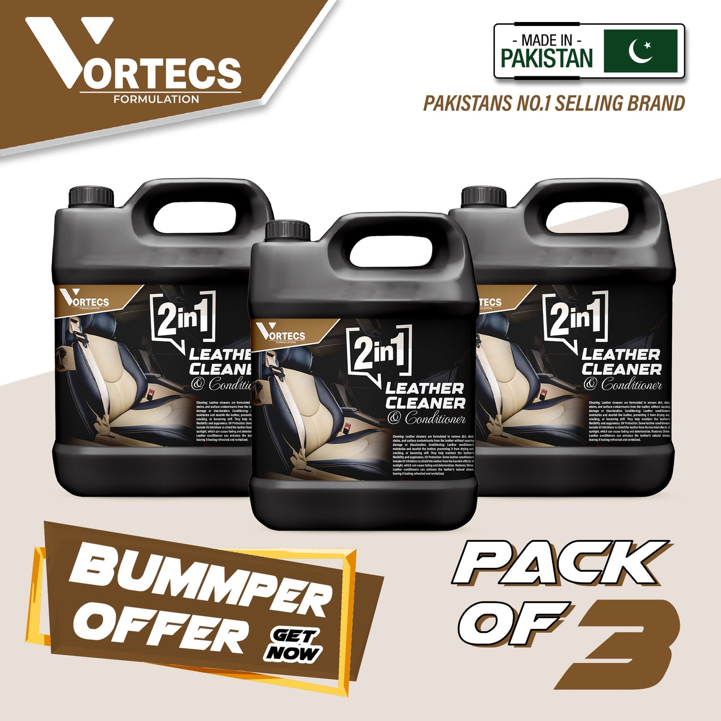 Pack Of 3 Leather Cleaner and Conditioner 2 in 1 - 4 litre