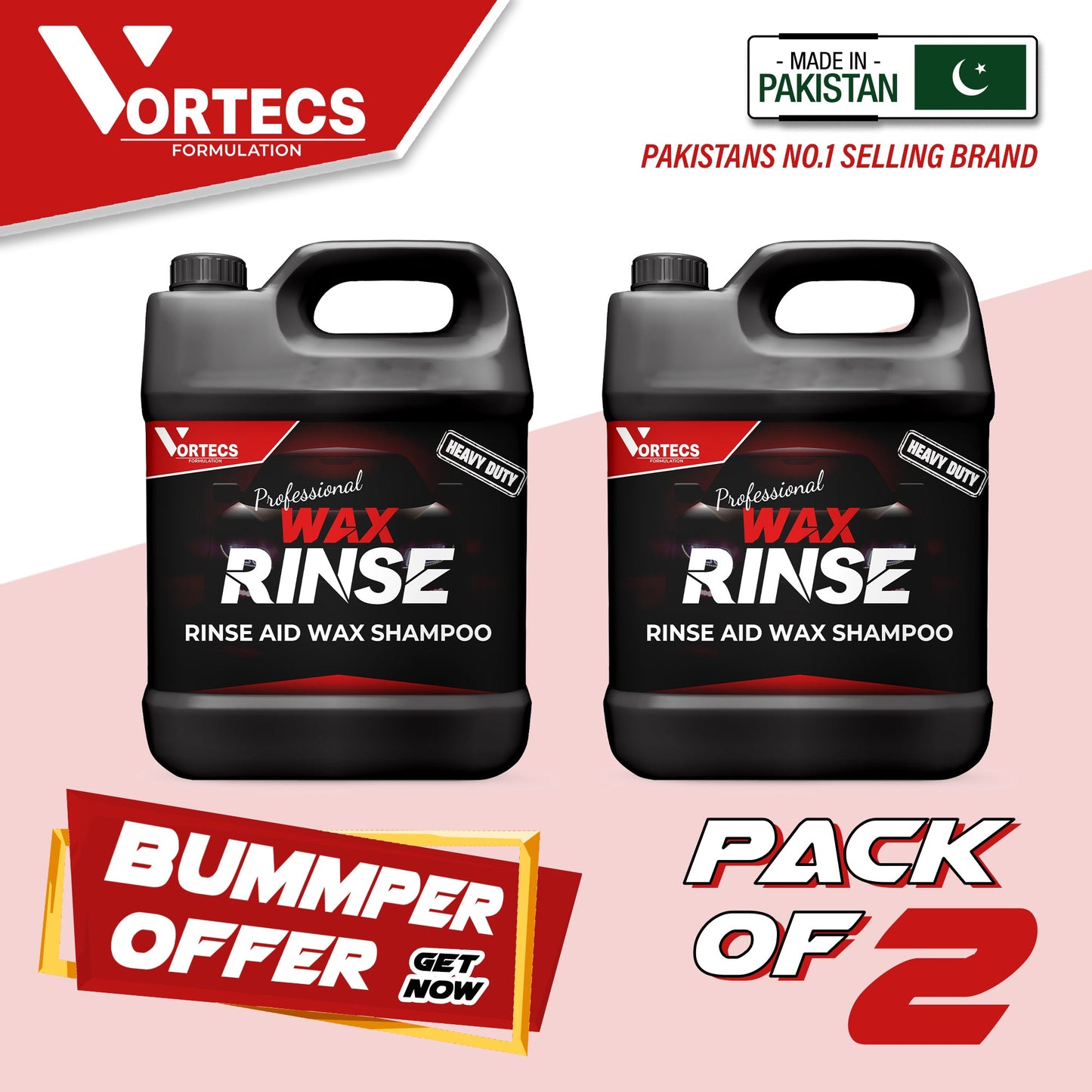 Pack Of 2 Wax Rinse Sealant Car wash & wax shampoo - 4 litre
