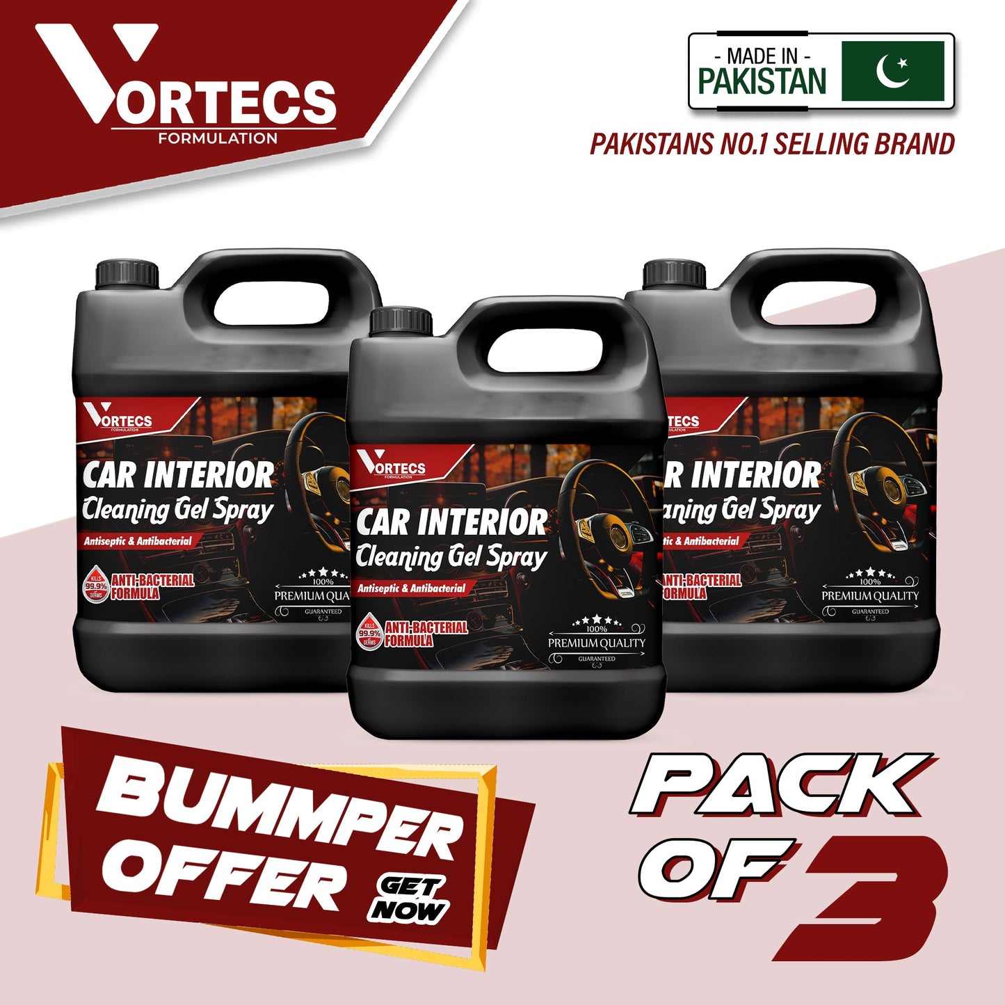 Pack Of 3 Car Interior Cleaning Gel  - 4 litre