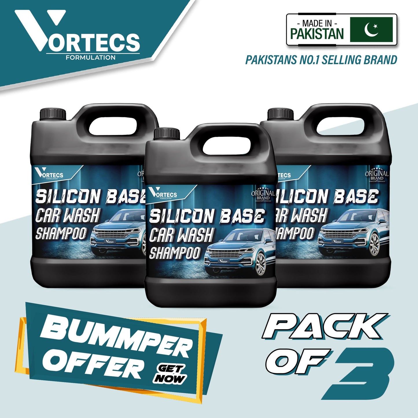 Pack Of 3 Silicone Base Car wash Shampoo - 4 litre