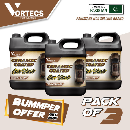 Pack Of 3 Ceramic coated car wash and wax shampoo - 4 litre