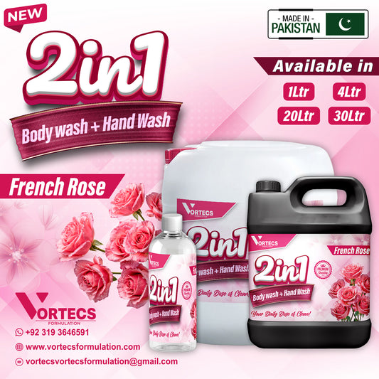 2 in 1 Body Wash + Hand Wash ( French Rose )