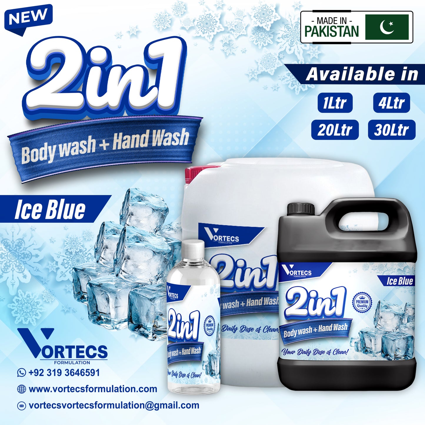 2 in 1 Body Wash + Hand Wash ( Ice Blue )
