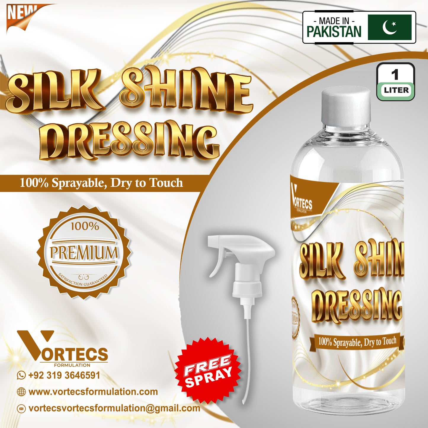 Silk Shine Dressing Mate Polish Anti-Bacterial For Vehichle Interior