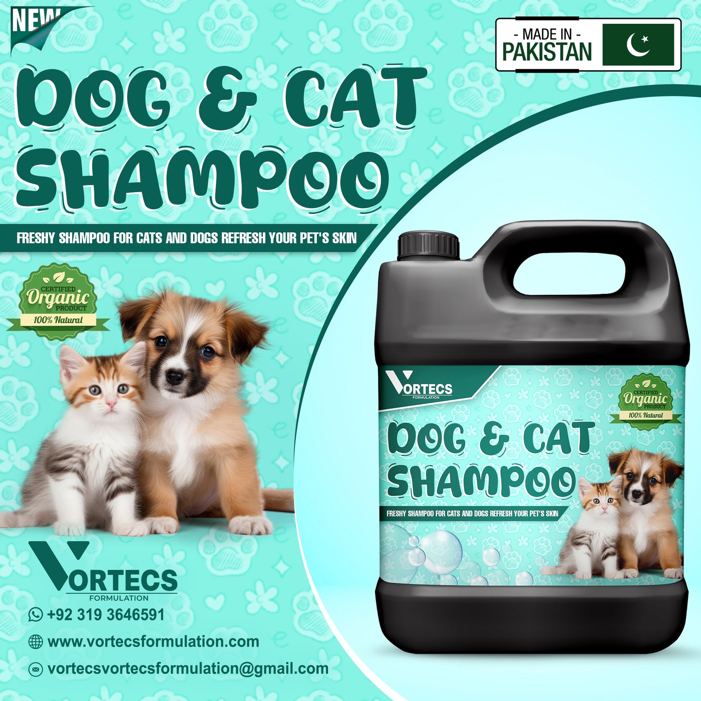 Organic Dogs, Cat and All Pets Shampoo