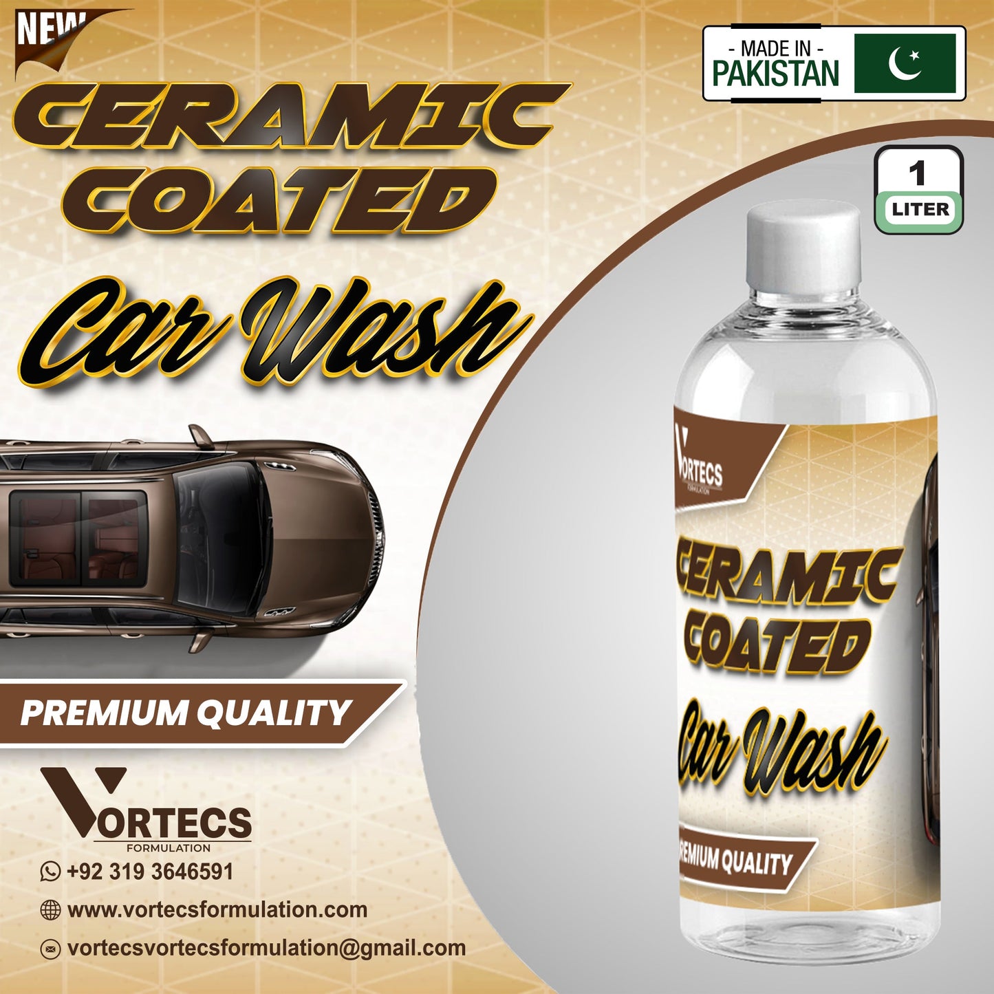 Ceramic coated car wash and wax shampoo - 1 litre