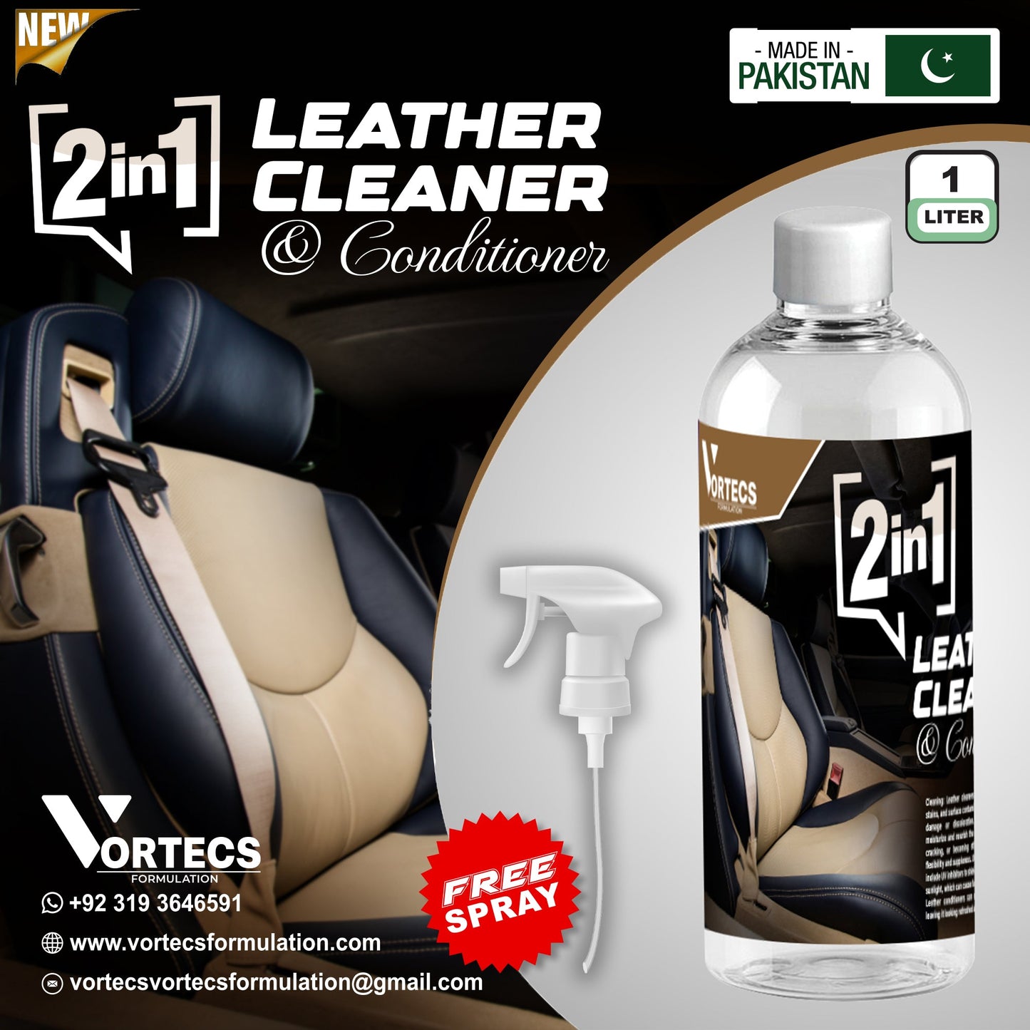 Leather Cleaner and Conditioner 2 in 1 - 1 litre