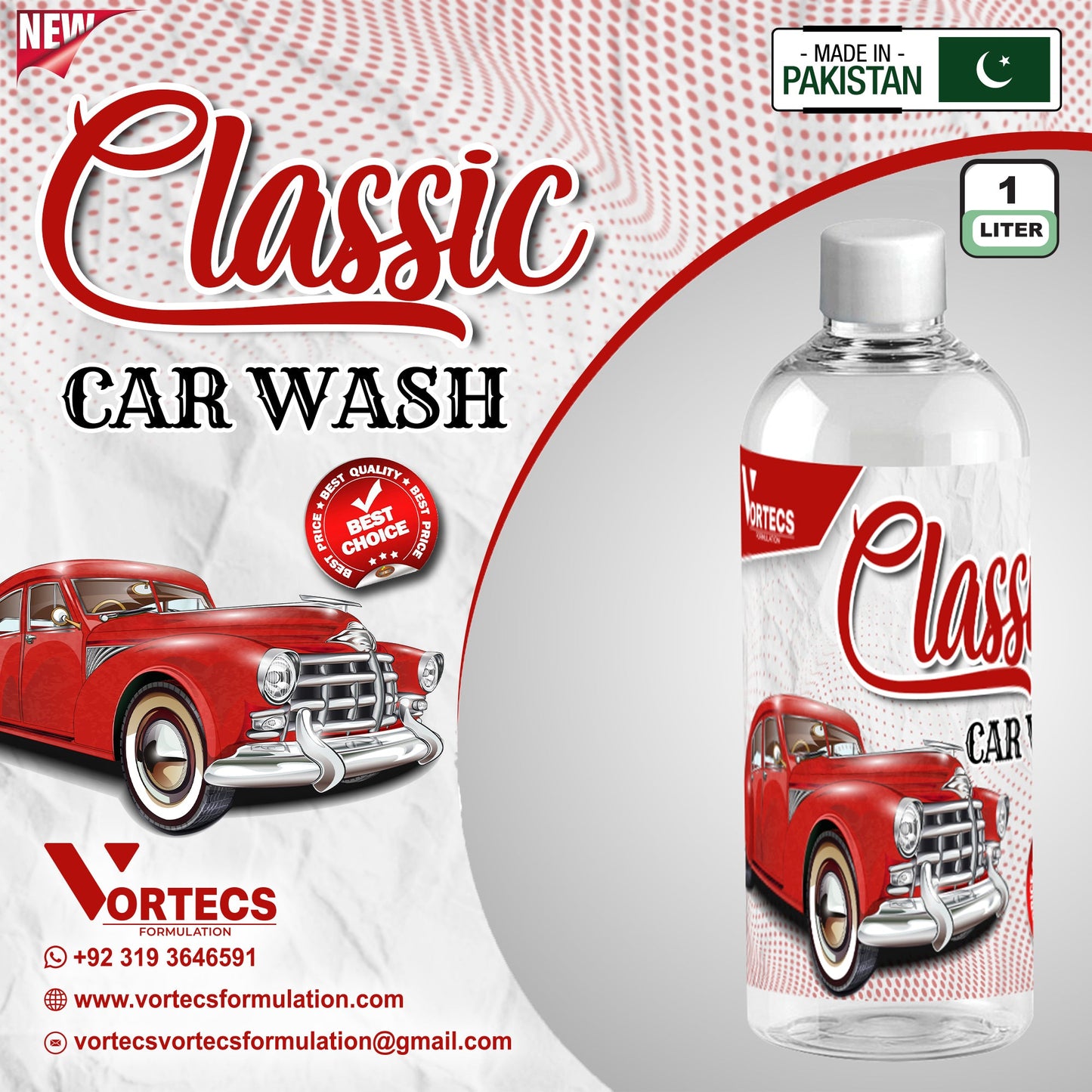 Classic Shine car wash & wax shampoo - 1 litre